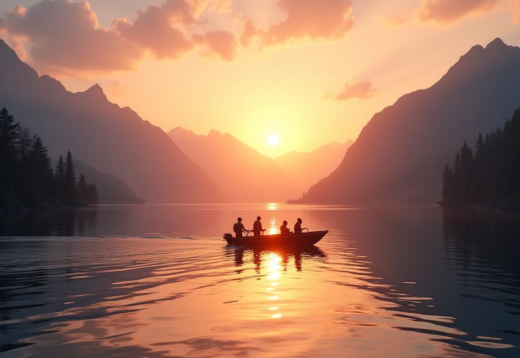 Geführte Angeltour bei Sonnenuntergang an einem Schweizer See